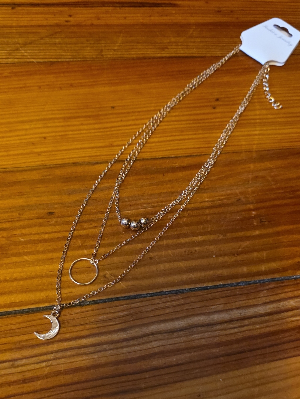 Gold-Tone Layered Moon & Circle Necklace - Women Jewelry